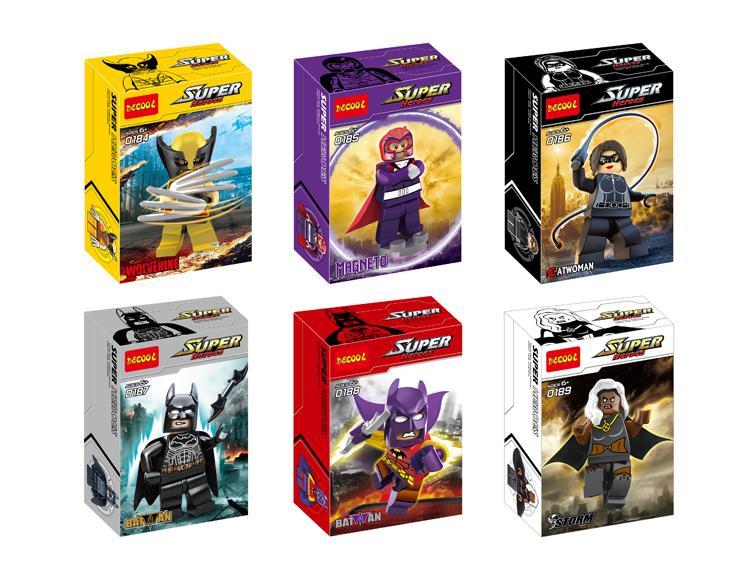 Bộ đồ chơi Decool 0189 Minifigure Siêu Anh Hùng cho bé trai 6 tuổi, giá tốt, sưu tập đủ bộ 6 mô hình Người Sói, Magneto, Miêu Nữ, Người Dơi, Bão Nữ.