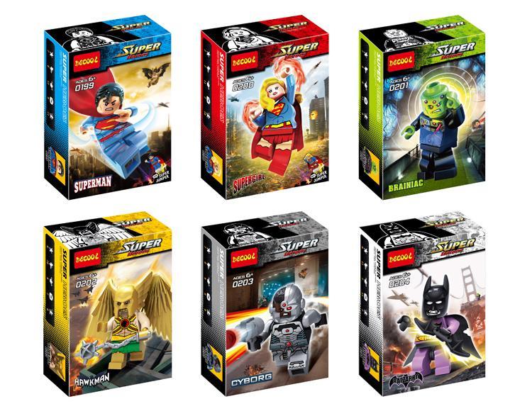 Bộ đồ chơi Decool 0199 Minifigure Siêu Anh Hùng DC giá tốt cho bé trai 6 tuổi, bộ lắp ghép nhân vật Batman Superman Supergirl Brainiac Hawkman Cyborg chất lượng cao.