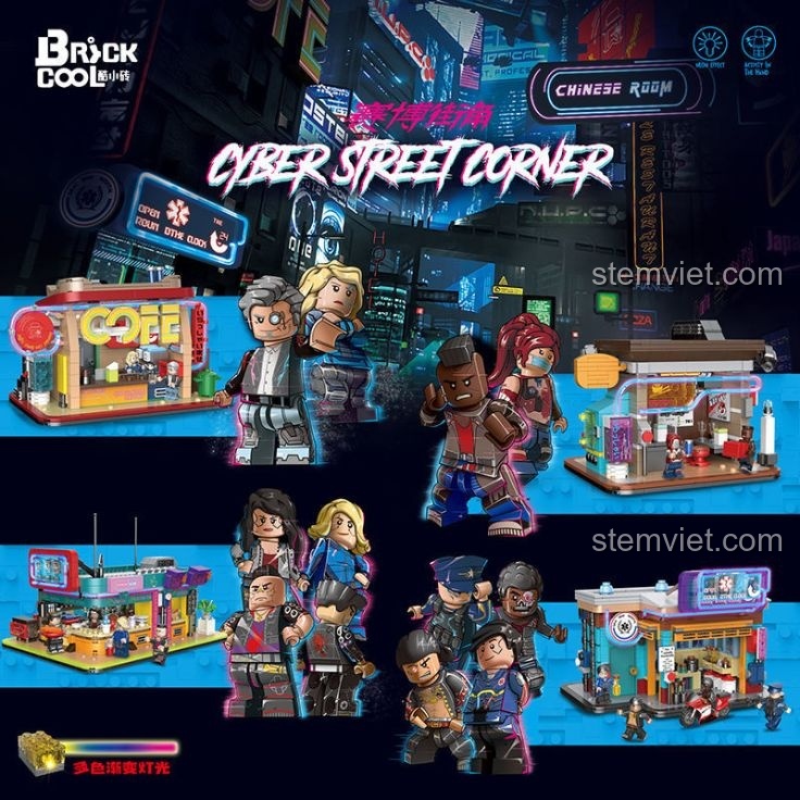 Các nhân vật minifigure trong bộ xếp hình 16021 Khu Phố Tương Lai, đồ chơi mô hình Decool chất lượng cao.