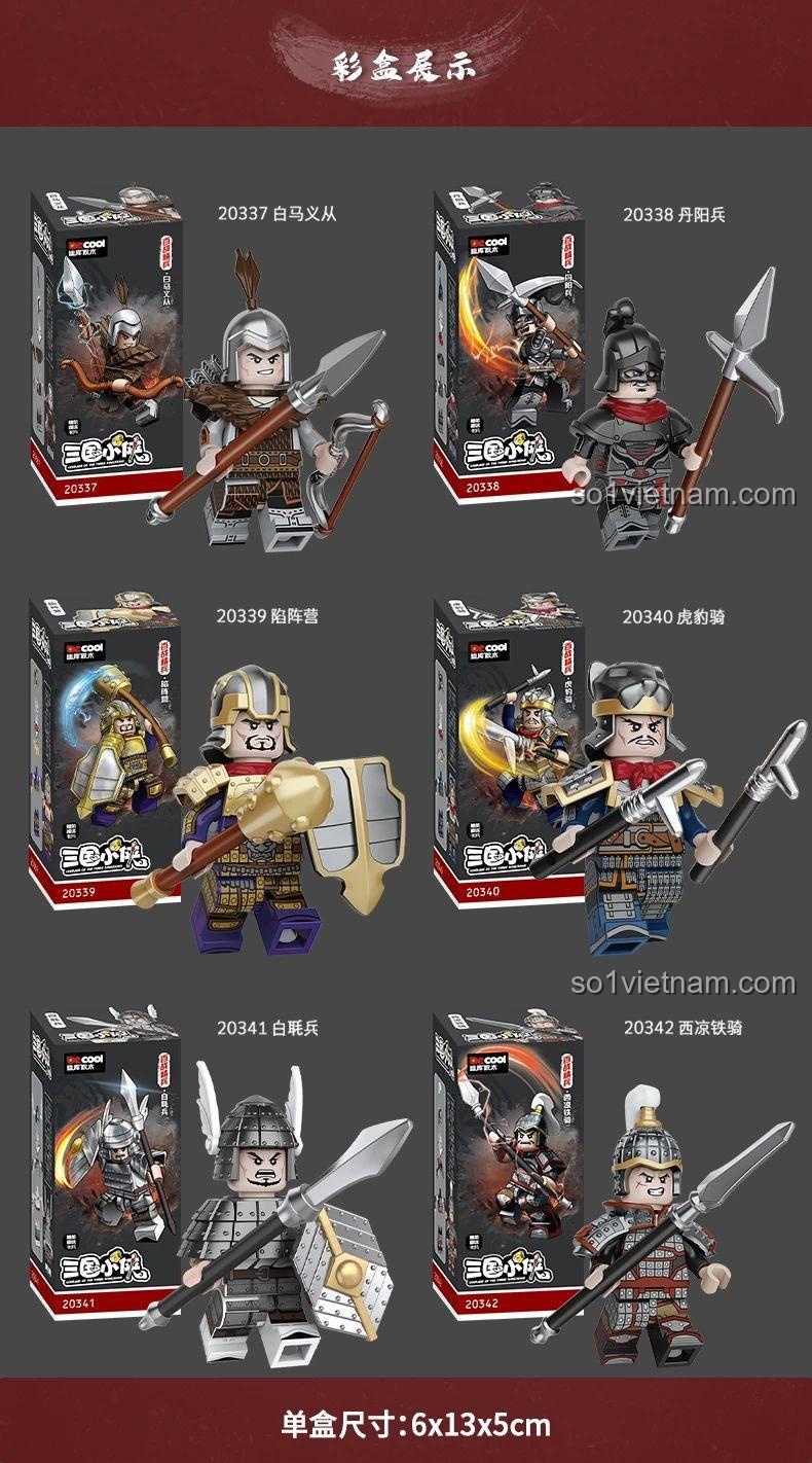 Chi tiết minifigure Tây Lương Thiết Kỵ 20342 cùng series.