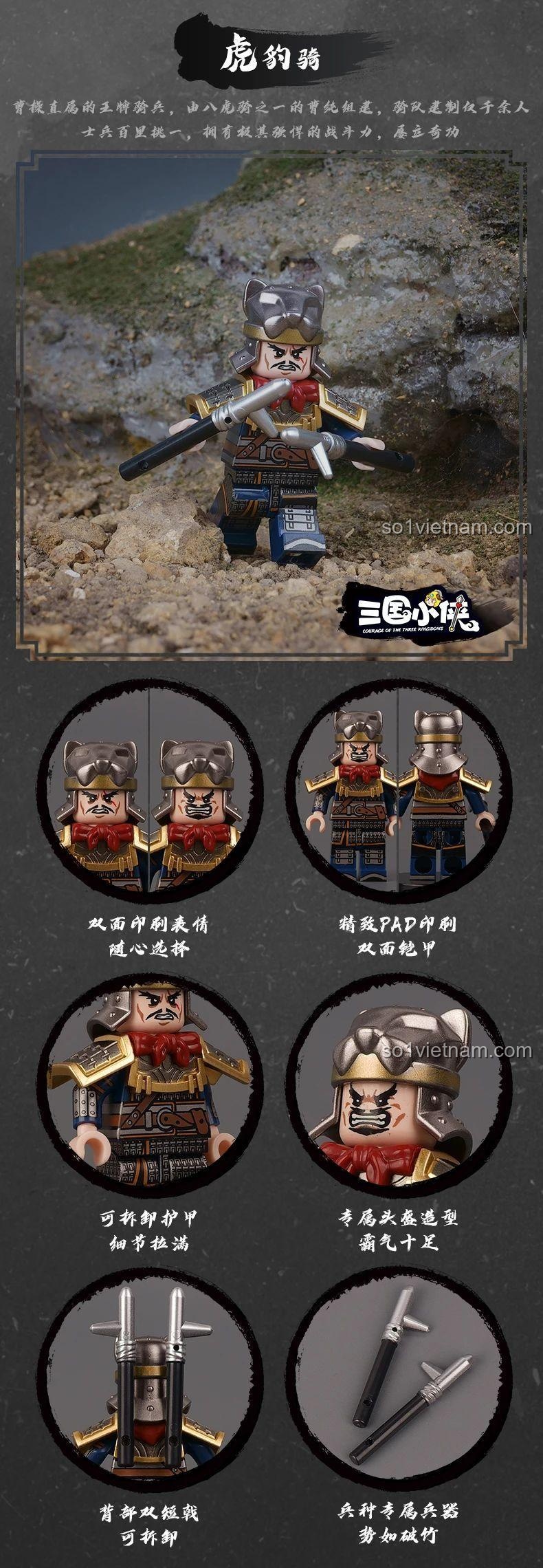 Chi tiết minifigure Bạch Mã Nghĩa Tòng Decool 20337, một phần của bộ sưu tập minifigure Tam Quốc.