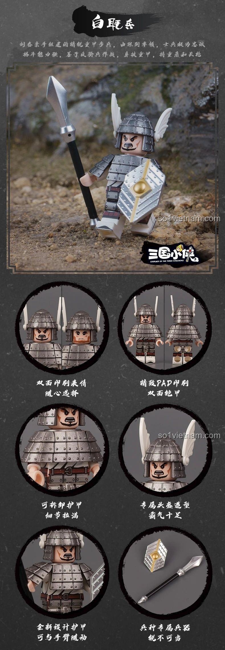 Chi tiết minifigure Bạch Nhị Binh Decool 20341, một phần của bộ sưu tập minifigure Decool 20340.