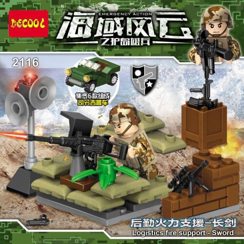 Bộ đồ chơi Decool 2116 Hỗ Trợ Hỏa Lực Hậu Cần Trường Kiếm giá tốt cho con trai 6 tuổi, mô hình lính quân đội và súng máy chất lượng cao.