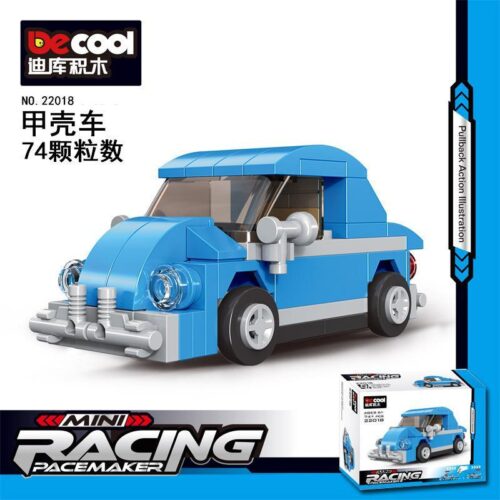 Bộ đồ chơi Decool 22018 Xe Volkswagen Beetle Đua Tốc Độ màu xanh dương, có động cơ kéo lùi, 74 mảnh ghép, phù hợp bé trai 6 tuổi, giá tốt.