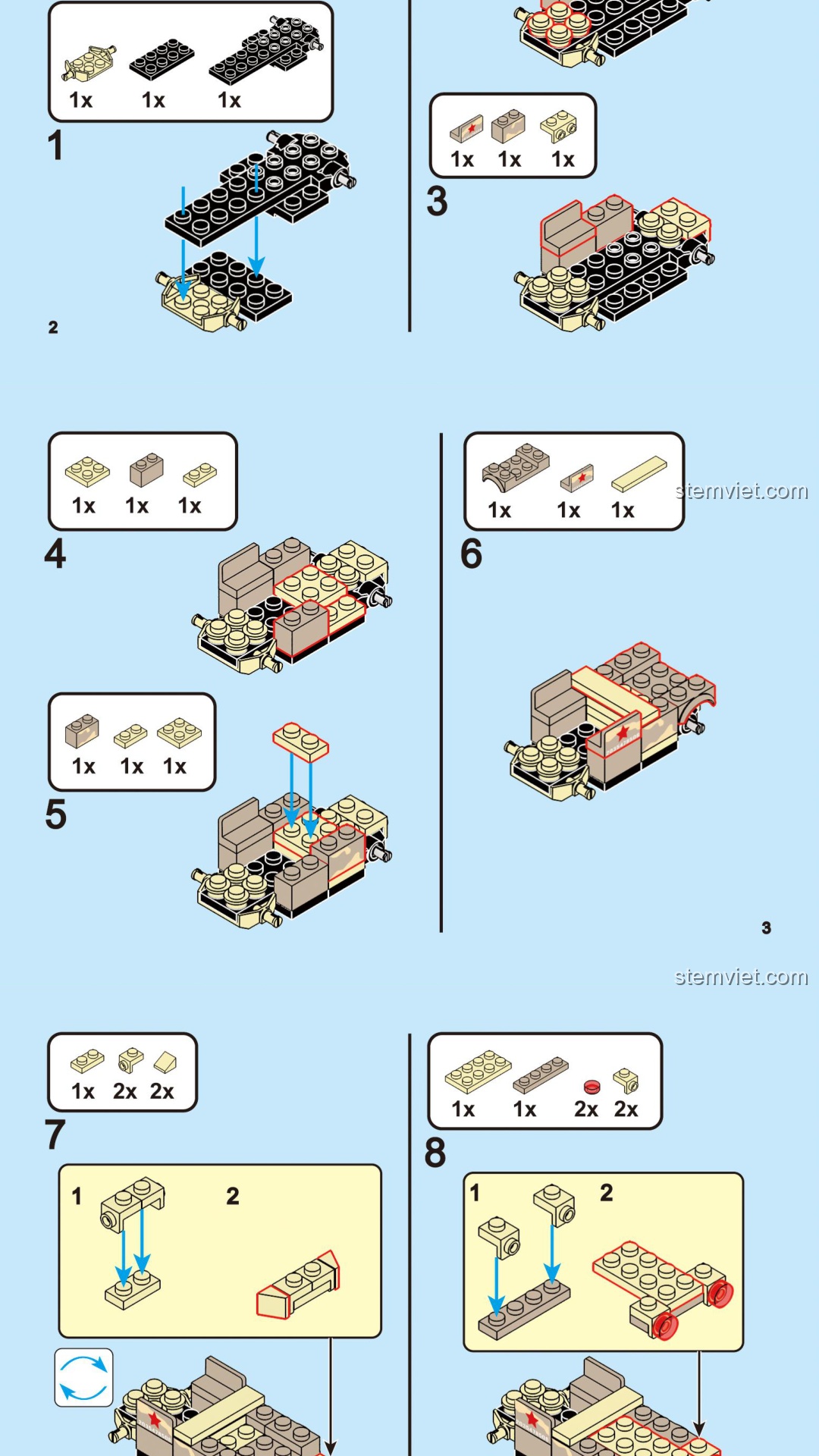 Xe Quân Sự Chống Không Kích DECOOL 22055 - Hướng dẫn lắp ráp DECOOL 22055 Xe Tên Lửa Phòng Không Mini PDF gốc chất lượng cao