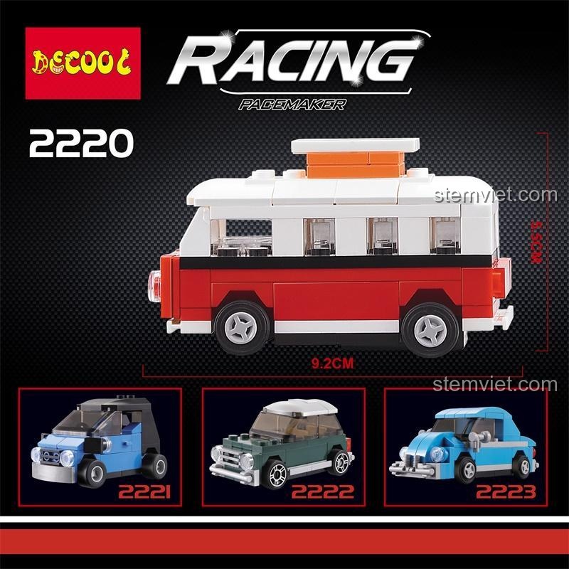 Bộ lắp ghép Xe Buýt Volkswagen T1 Cổ Điển 2220 DECOOL với chiều dài 9.2CM, đồ chơi xây dựng Xe Van Volkswagen T1 chất lượng cao cho con trai.