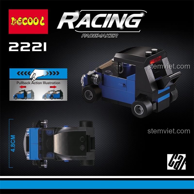 Bộ lắp ghép Decool 2221 Xe Đua Mercedes-Benz Smart có động cơ kéo lùi, thể hiện kích thước, phù hợp con trai 16 tuổi
