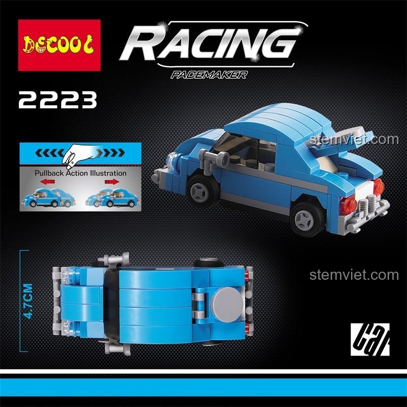 Mô hình xe Beetle cổ điển 2223 với tính năng kéo lùi, đồ chơi mô hình Decool chất lượng cao.