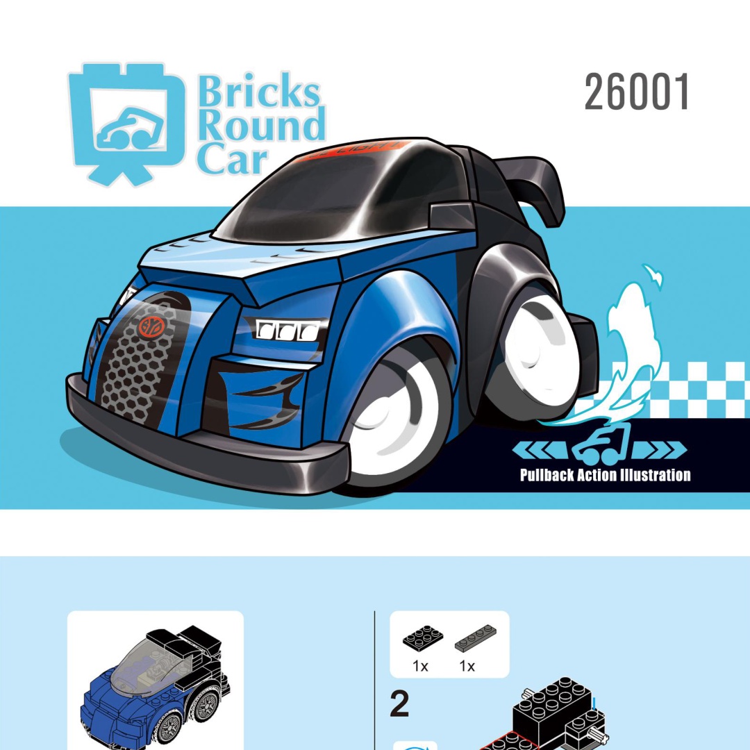 Xe Đua Chibi Bugatti Chiron Blue Shield Warrior DECOOL 26001 hướng dẫn lắp ghép DECOOL 26001 Mô Hình Bugatti Chiron Chibi