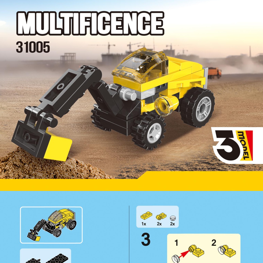 Bộ Lắp Ráp Xe Đào Đất Biến Hình 3 Trong 1 DECOOL 31005 Mô Hình Xe Đào Đất DECOOL 31005 hướng dẫn lắp ghép DECOOL 31005 Mô Hình Xe Đào Đất