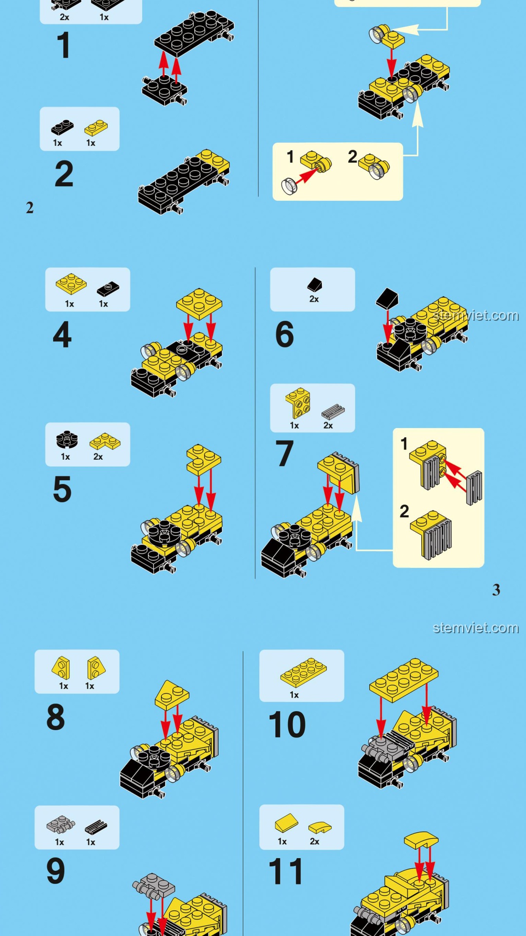 Xe Đào Đất DECOOL 31005 hướng dẫn lắp ghép DECOOL 31005 Mô Hình Xe Đào Đất sách lắp ghép DECOOL 1005 Bộ Ráp Xe Đào Đất Biến Hình 3 Trong 1 31005