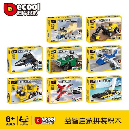 Bộ lắp ghép Phương tiện đa địa hình DECOOL 31008 cho bé trai 6 tuổi, đồ chơi lắp ráp đa năng giá tốt, lắp được 3 kiểu mỗi hộp.