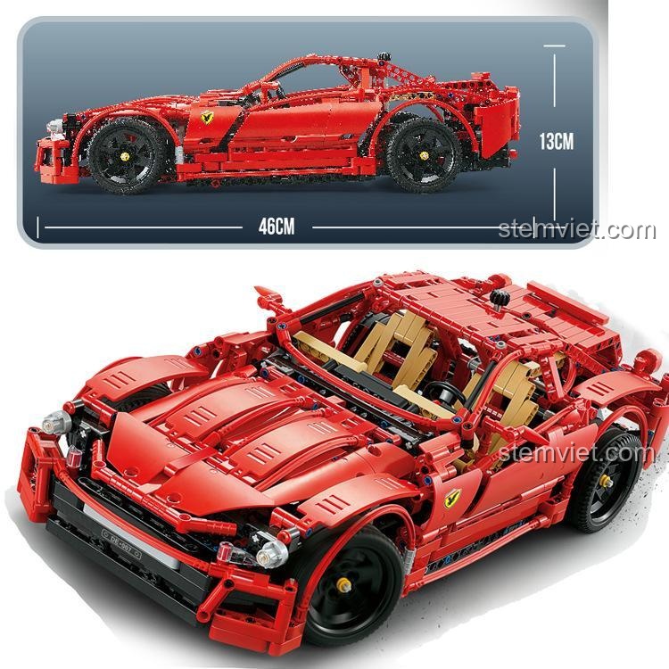 Kích thước Siêu xe Ferrari Đỏ Rực DECOOL 33007