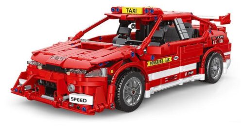 Bộ đồ chơi Xe Taxi Tốc Độ Decool 33019 màu đỏ, mô hình xe đua thể thao cho bé trai 6 tuổi, chất lượng cao.