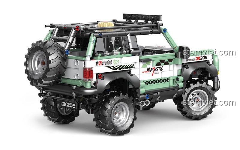 Mô hình Xe Jeep Quân Sự 33022 Xe Jeep Địa Hình Mãnh Lực nhìn từ phía sau, đồ chơi lắp ghép Mô hình Xe Jeep cho bé trai.