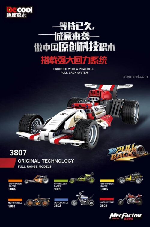 Hộp sản phẩm Xe F1 Lắp Ghép Tốc Độ Kinh Hoàng DECOOL 3807