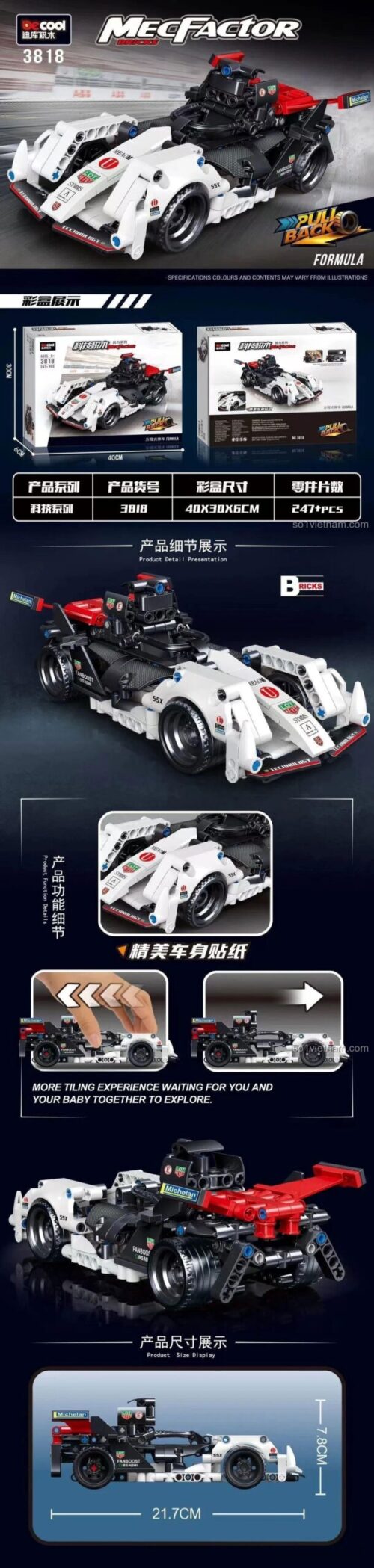 Mô hình xe đua Porsche 99X Electric Công thức E Decool 3818