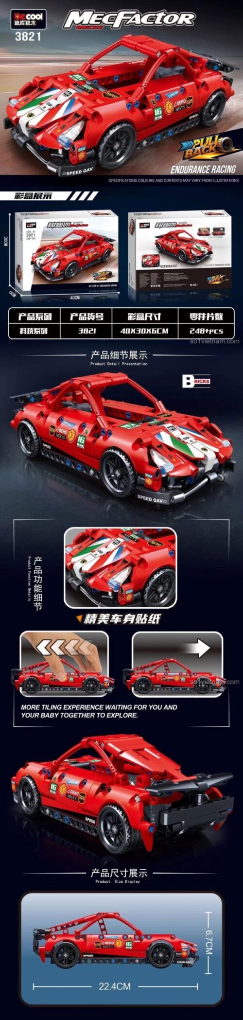 Mô hình xe đua Ferrari 488 GTE Decool 3821 sau khi lắp ráp