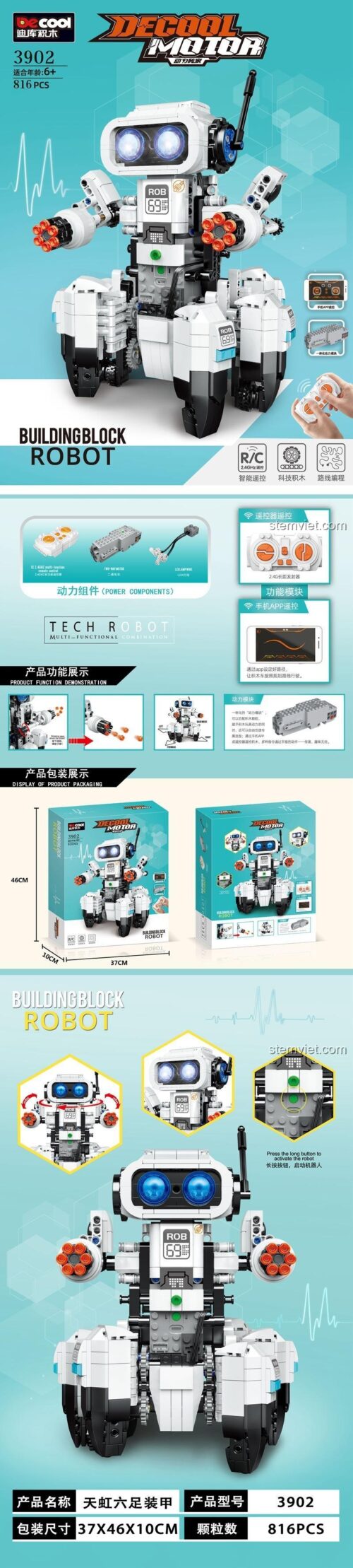 Robot Sáu Chân Điều Khiển Từ Xa Decool 3902 - Hộp sản phẩm