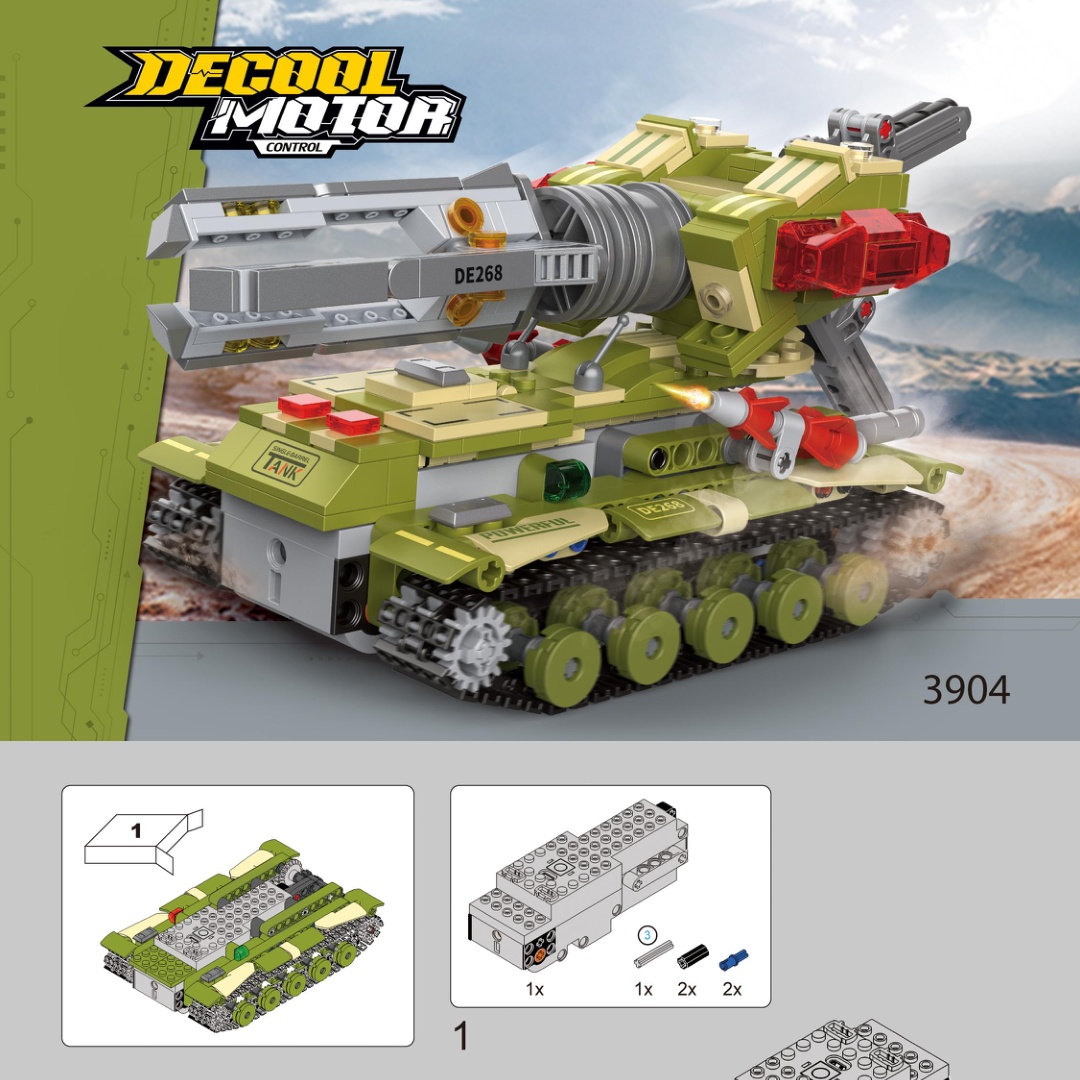 Sách Hướng Dẫn Lắp Ráp Xe Tăng Pháo Điện Từ Nòng Đơn Decool 3904 - Hướng dẫn lắp ghép Decool 3904 Xe Tăng Pháo Điện Từ Nòng Đơn