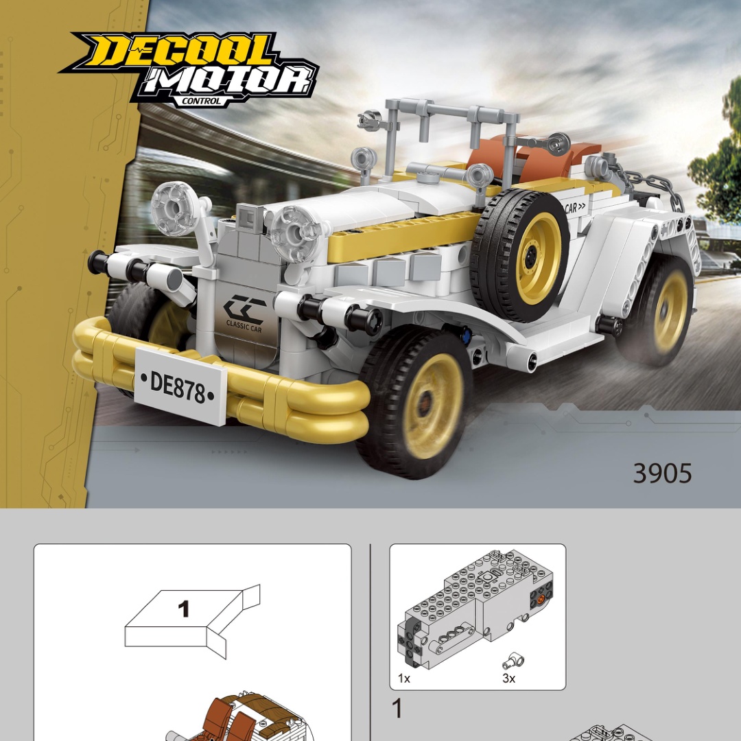 Xe ô tô cổ điển Decool 3905 hướng dẫn lắp ráp Decool 3905 Xe mui trần cổ điển