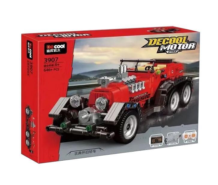 Hộp sản phẩm bộ lắp ráp xe hơi cổ điển Decool 3907, món đồ chơi hấp dẫn cho bé trai 6 tuổi.