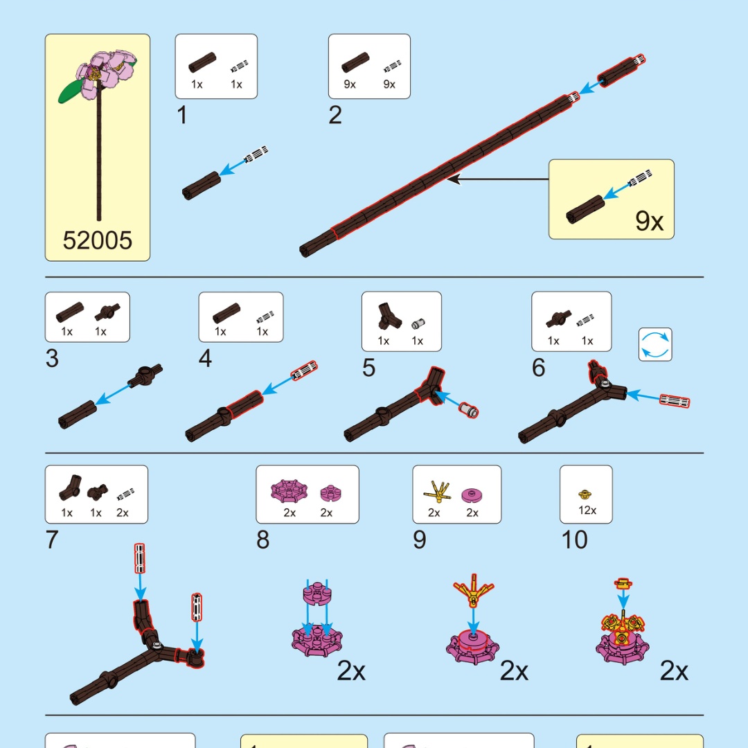 Bó Hoa Đào Decool 52005 sách hướng dẫn Decool 52005 Hoa Đào trang trí