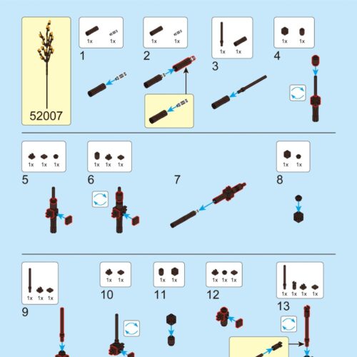 Bó Hoa Liễu Tơ (Pussy Willow) DECOOL 52007 hướng dẫn lắp ráp DECOOL 52007 Mô hình hoa Liễu Tơ