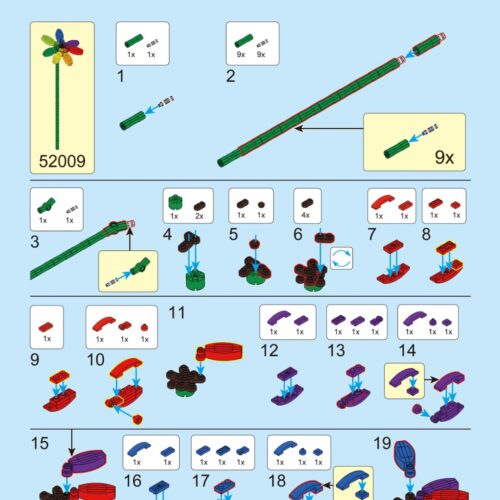 Bó Hoa Pansy Bảy Màu DECOOL 52009 hướng dẫn lắp ghép DECOOL 52009 Bó hoa Pansy