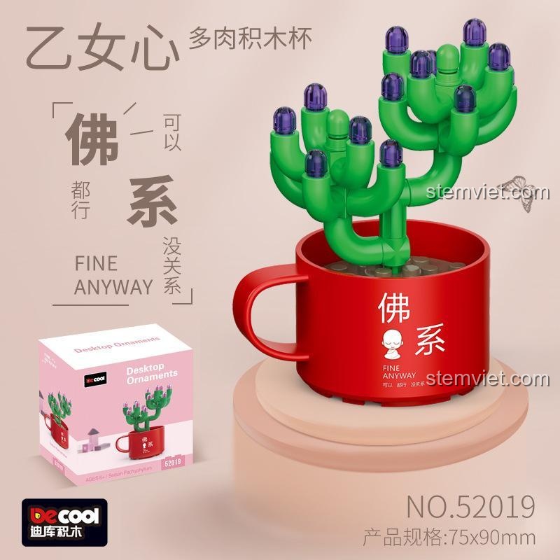 Hộp bộ lắp ghép Decool 52019 Cây Xương Rồng Lắp Ráp, đồ chơi mô hình Cây Cảnh Để Bàn, phù hợp cho bé 6 tuổi, giá tiết kiệm.