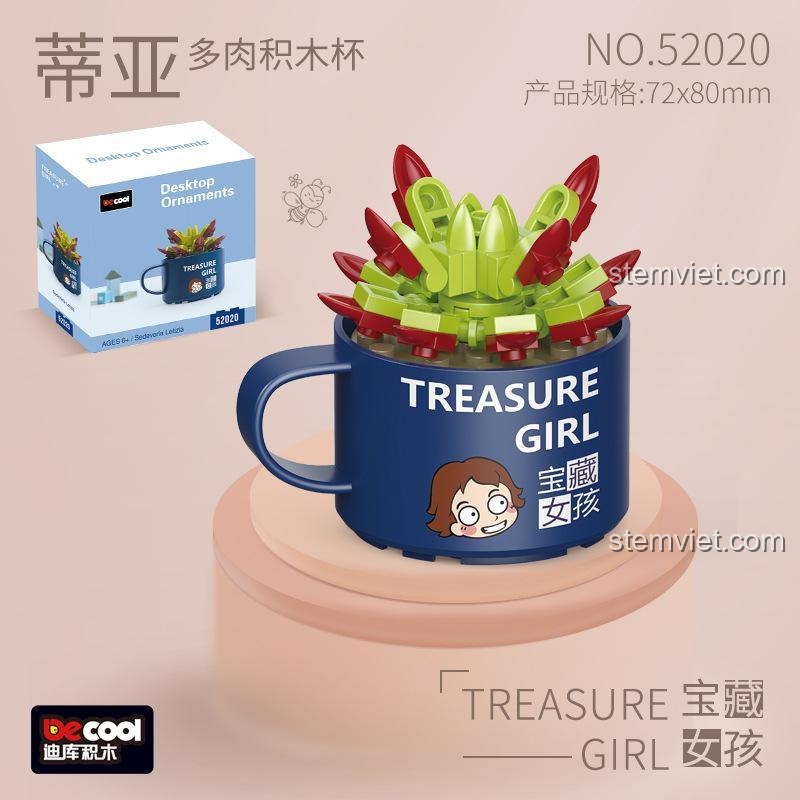 Đồ chơi lắp ráp Cây mọng nước Decool 52020 Sedeveria Letizia, bộ xếp hình Chậu cây cảnh cho bé gái 6 tuổi, chất lượng cao