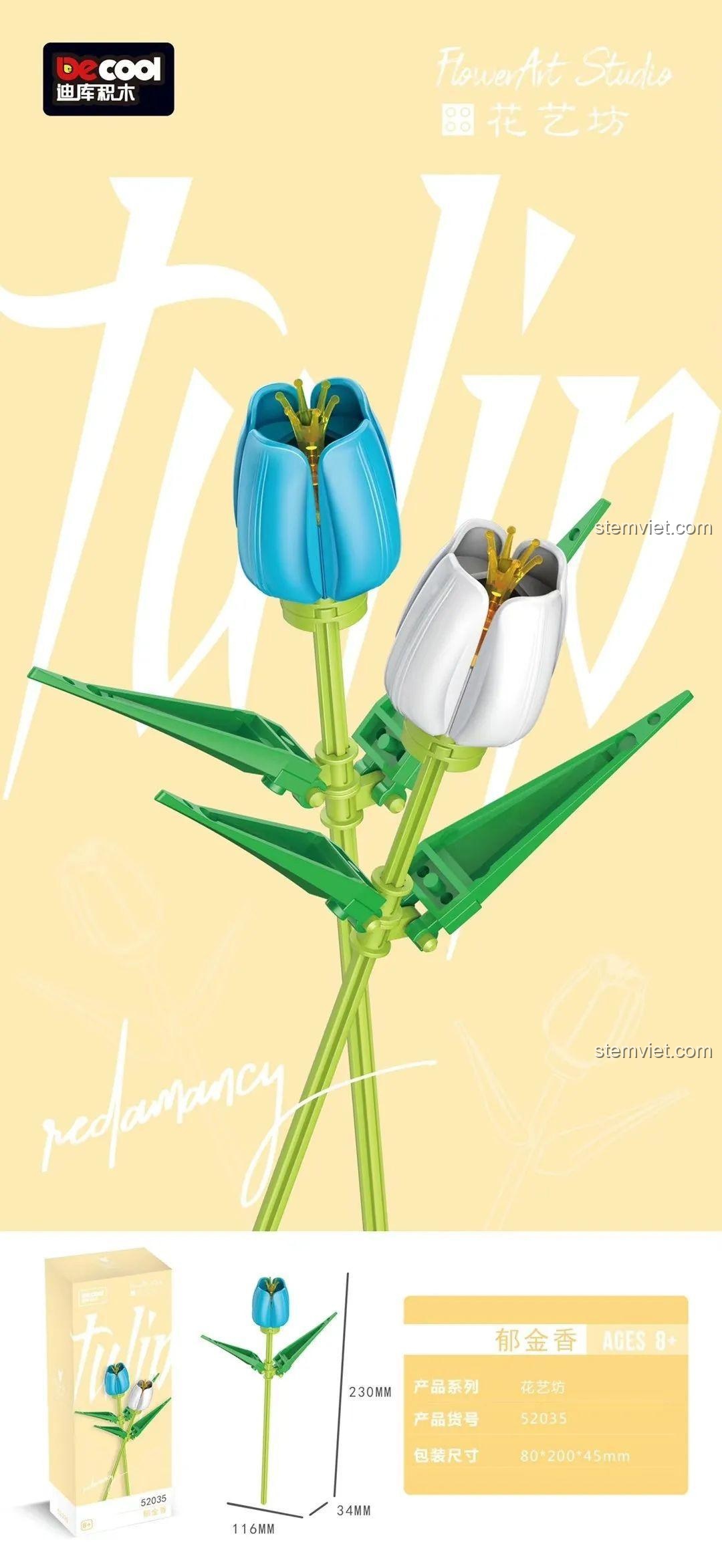 Bộ Lắp Ghép Hoa Tulip Decool 52035 - Kích thước mô hình