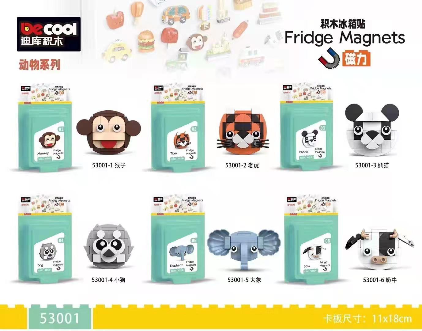 Bộ đồ chơi Nam châm tủ lạnh động vật Decool 53001-6, 6 mẫu đáng yêu Khỉ Hổ Gấu trúc Chó Voi Bò sữa, đồ chơi lắp ráp cho bé 6 tuổi, giá tốt