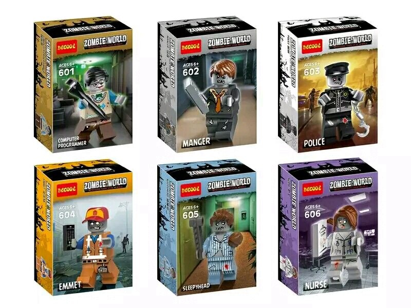 Bộ 6 Minifigure Zombie Decool 606 giá rẻ, bộ đồ chơi Minifigure Zombie cho bé trai 6 tuổi