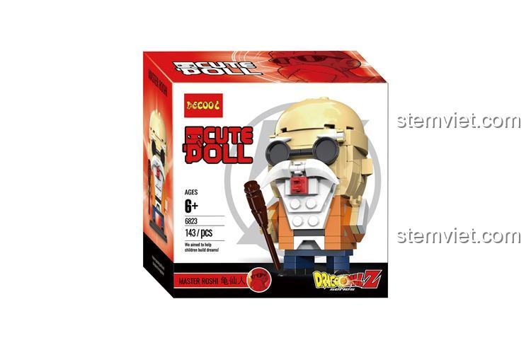 Hộp sản phẩm đồ chơi mô hình Decool 6823 Quy Lão Tiên Sinh, 143 chi tiết, quà tặng giá rẻ cho fan Dragon Ball.