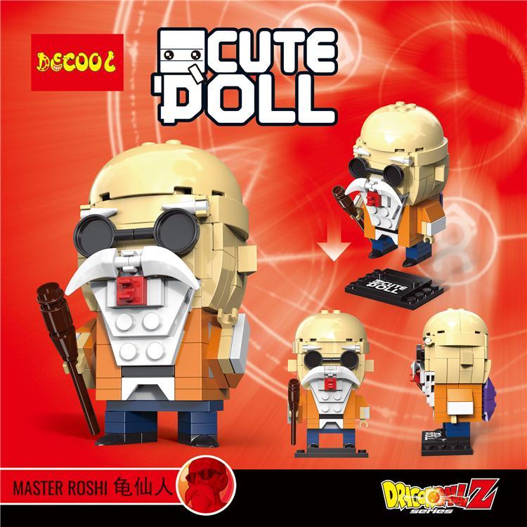 Poster bộ lắp ghép Decool 6823 mô hình Quy Lão Tiên Sinh (Master Roshi) từ Dragon Ball, phong cách BrickHeadz, dành cho bé trai 6 tuổi.