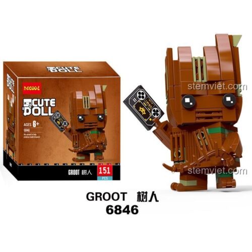 Mô hình Groot BrickHeadz Decool 6846, bộ lắp ghép Người Cây Groot cho bé trai 6 tuổi, giá rẻ.