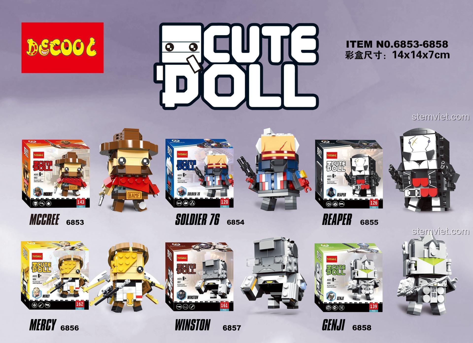 Hộp sản phẩm bộ xếp hình Decool 6854 Soldier 76, 120 chi tiết, quà tặng cho bé trai 6 tuổi