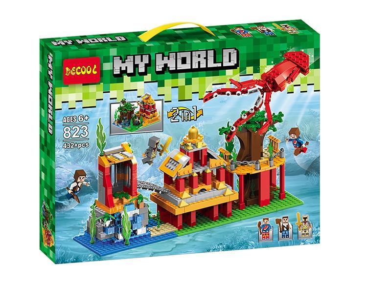 Bộ lắp ghép Vương Quốc Dưới Biển Minecraft Decool 823, đồ chơi lắp ráp cho bé trai 6 tuổi, giá tốt, có thể lắp được 2 kiểu.