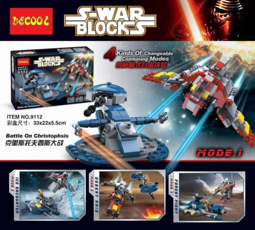 Bộ lắp ráp Decool 9112 S-WAR Trận Chiến Christophsis giá tốt cho bé trai 6 tuổi, đồ chơi lắp ráp biến hình 4 kiểu