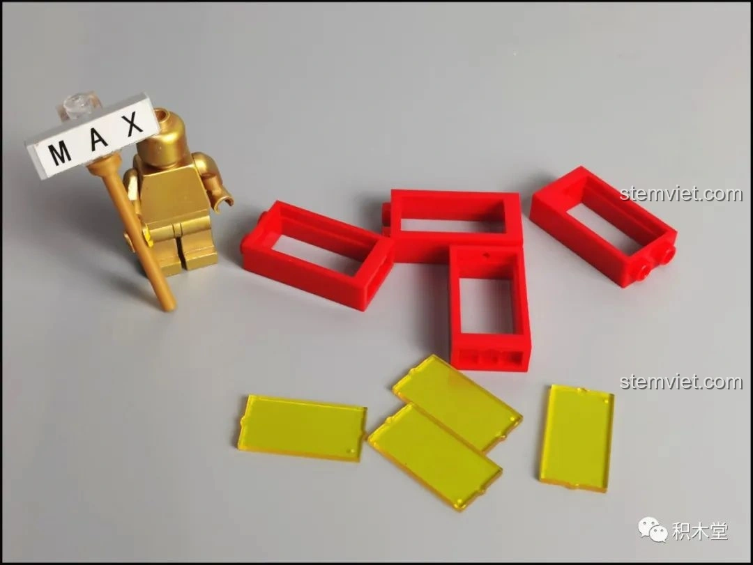 Các chi tiết hình bánh trung thu và cửa sổ màu vàng trong suốt của bộ Đèn Lồng Thỏ Ngọc Trung Thu Pantasy 18008.