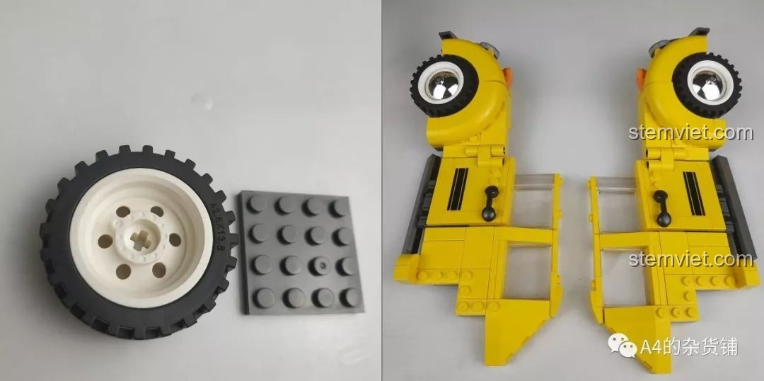 Các điểm kết nối định vị ở phần đầu và đuôi xe của bộ Panlos Brick 621019, quan trọng cho sự ổn định của mô hình khi biến hình.