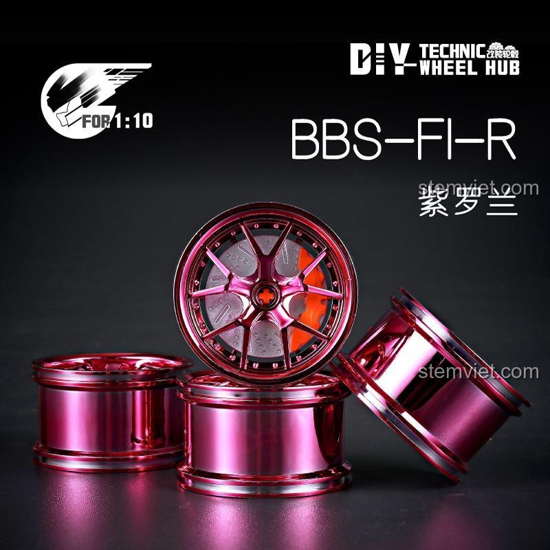 Bộ mâm xe BBS-FI-R màu tím độc đáo. La-zăng mạ điện 1:10 DIY Technic, lựa chọn cá tính cho các nhà sáng tạo trẻ.