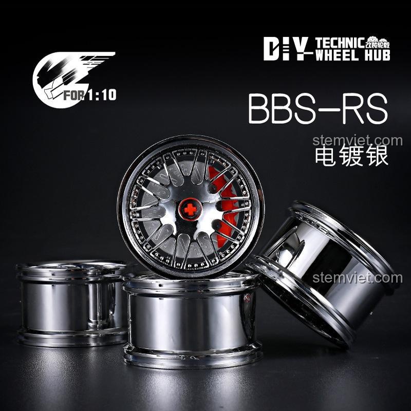 Mẫu mâm xe BBS-RS cổ điển màu bạc. Phụ kiện lắp ráp Mâm xe Technic DIY-WH-01, mang phong cách retro cho xe của bạn.