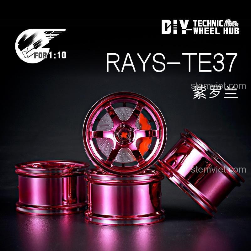 Mẫu mâm xe Rays-TE37 màu tím. DIY Technic WH-01 Vành xe Technic 1:10, sự kết hợp giữa hiệu năng và phong cách.