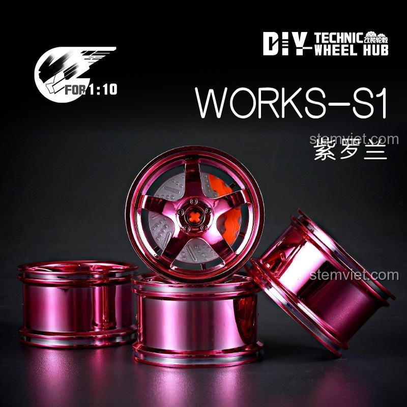 Mẫu mâm xe Works-S1 màu tím. Mâm xe Rays-TE37 WH01, một lựa chọn phá cách và đầy cá tính cho mô hình Technic.