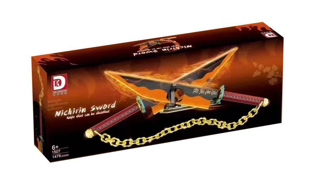 Hộp sản phẩm bộ lắp ghép DK 1507 Song Đao Nichirin của Âm Trụ Uzui Tengen 1478 mảnh cho con trai 14 tuổi.