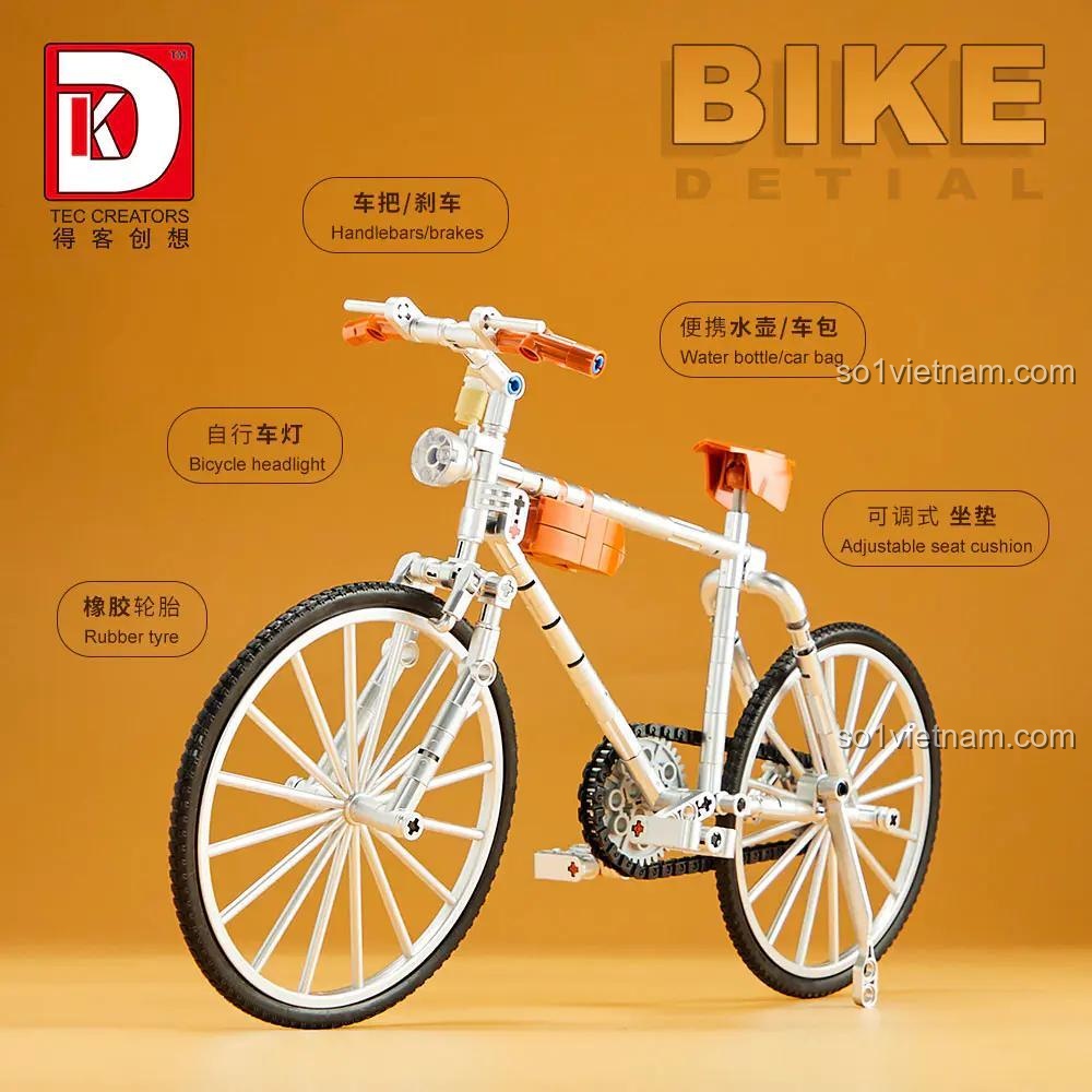 DK 80007, Xe Đạp Đường Trường DK, chi tiết đèn pha, yên xe điều chỉnh, giá rẻ cho bé trai 8 tuổi