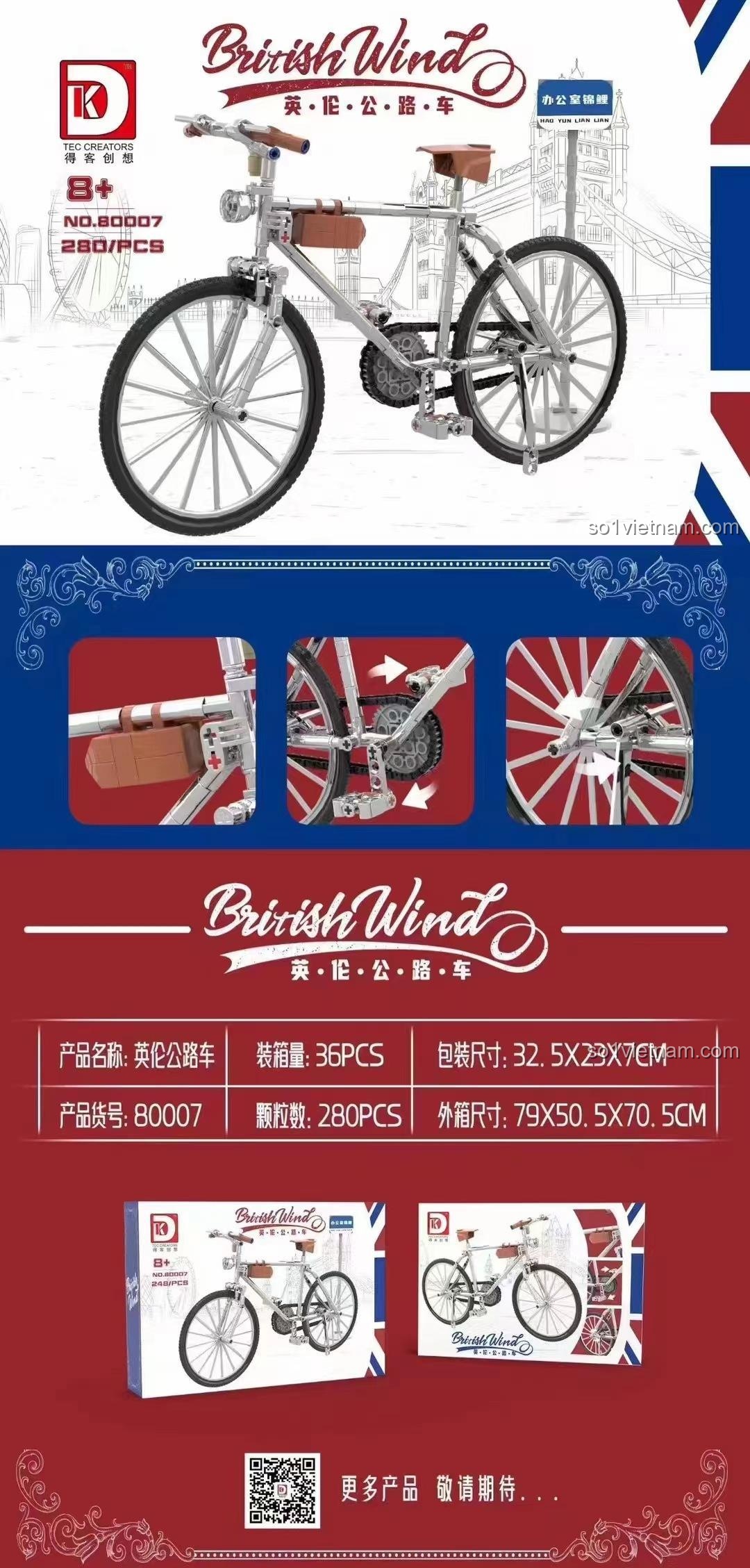 bộ xếp hình Xe Đạp Phong Cách Anh, đồ chơi lắp ráp Xe Đạp Đua Retro, thông tin chi tiết sản phẩm, đáng tiền cho bé trai 8 tuổi