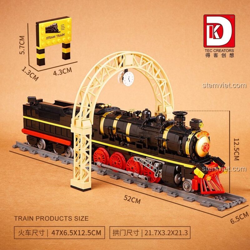 bộ đồ chơi Đầu máy hơi nước Leader, bộ đồ chơi 80015, chi tiết tính năng của bộ đồ chơi Đầu máy hơi nước Leader DK 80015, khoang chứa đồ và mái có thể mở, đồ chơi lắp ráp cho bé trai, giá siêu tiết kiệm